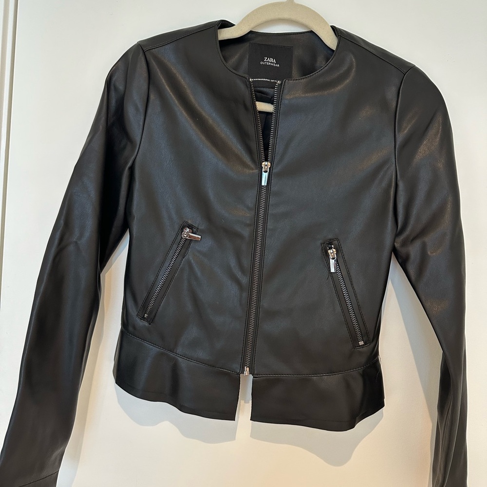 Zara Sleek Black Leather Jacket (BN w/o T)